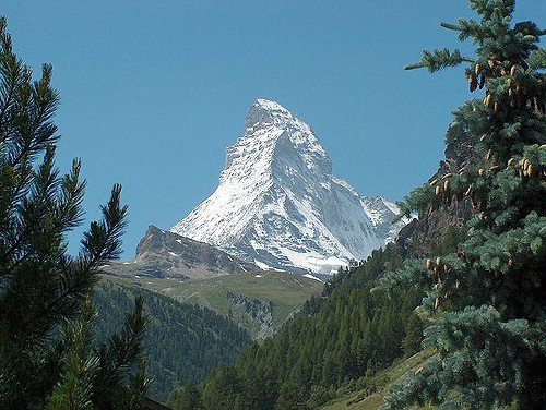 The iconic shape of the Matterhorn.