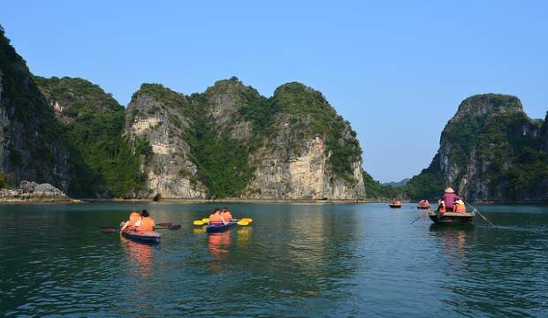 kayaking in Ha Long Bay, Vietnam