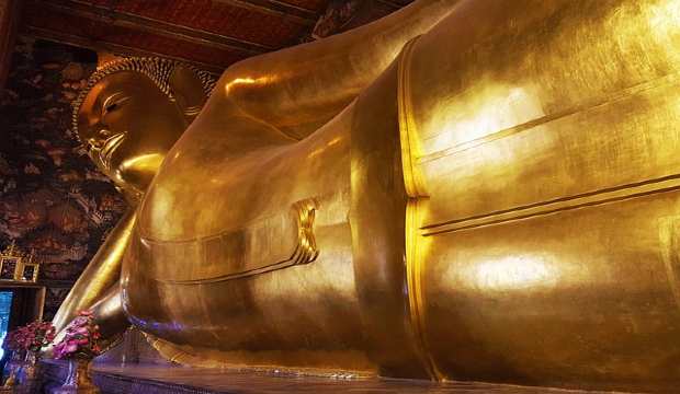 Reclining buddha (wat-pho) temple in Thailand